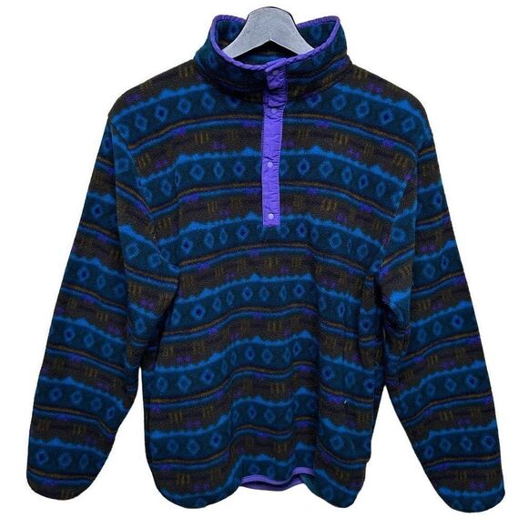 Vintage 90s Aztec Tribal Design Snap Pullover Womens Small - Picture 1 of 3